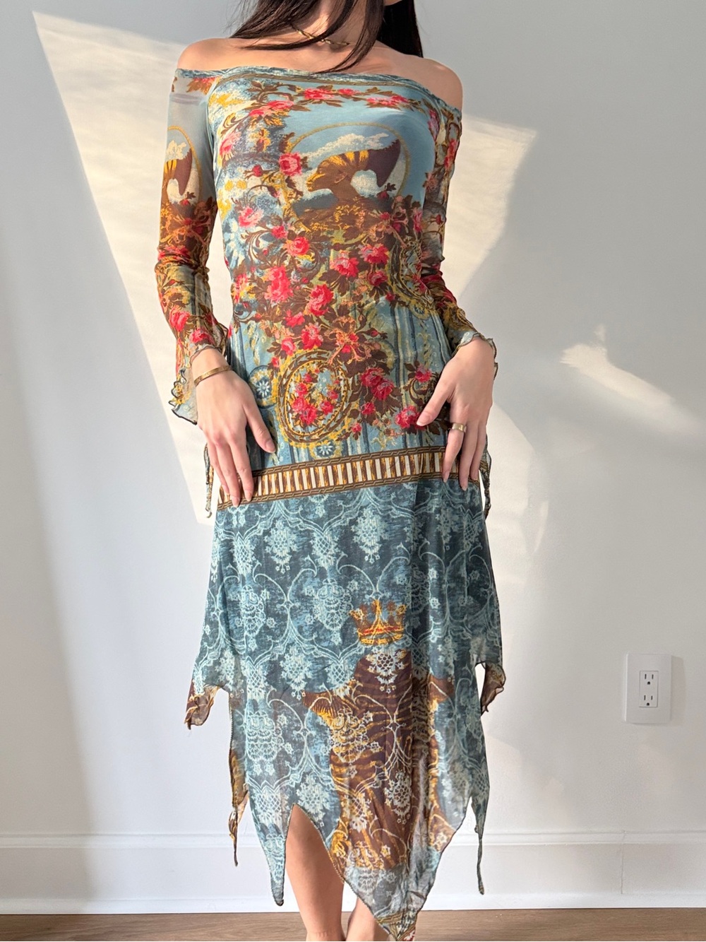 Save the Queen Baroque Mesh Midi Dress